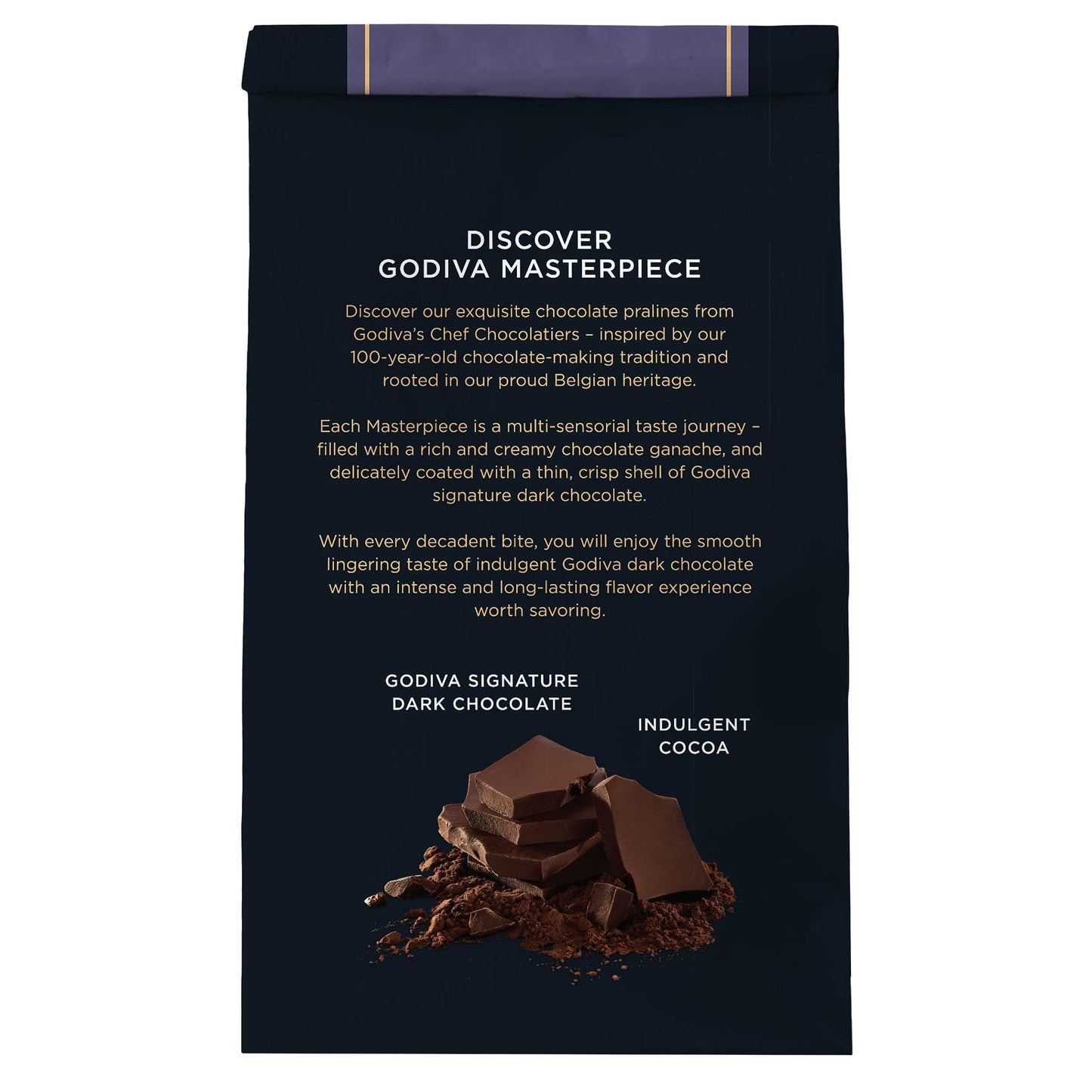 Godiva Masterpiece Dark Chocolate Bag, Individually Wrapped with Ganache Center, Gourmet Gift for Birthday, Holiday, Kosher, Halal, 15oz