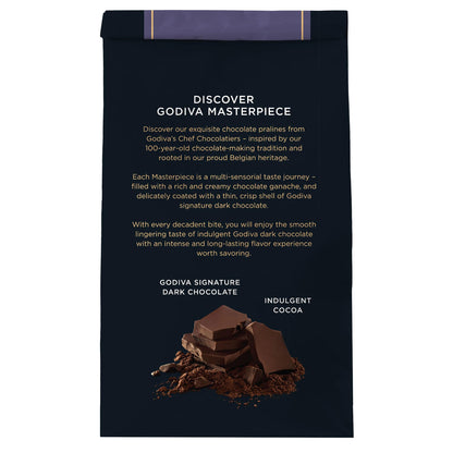 Godiva Masterpiece Dark Chocolate Bag, Individually Wrapped with Ganache Center, Gourmet Gift for Birthday, Holiday, Kosher, Halal, 15oz