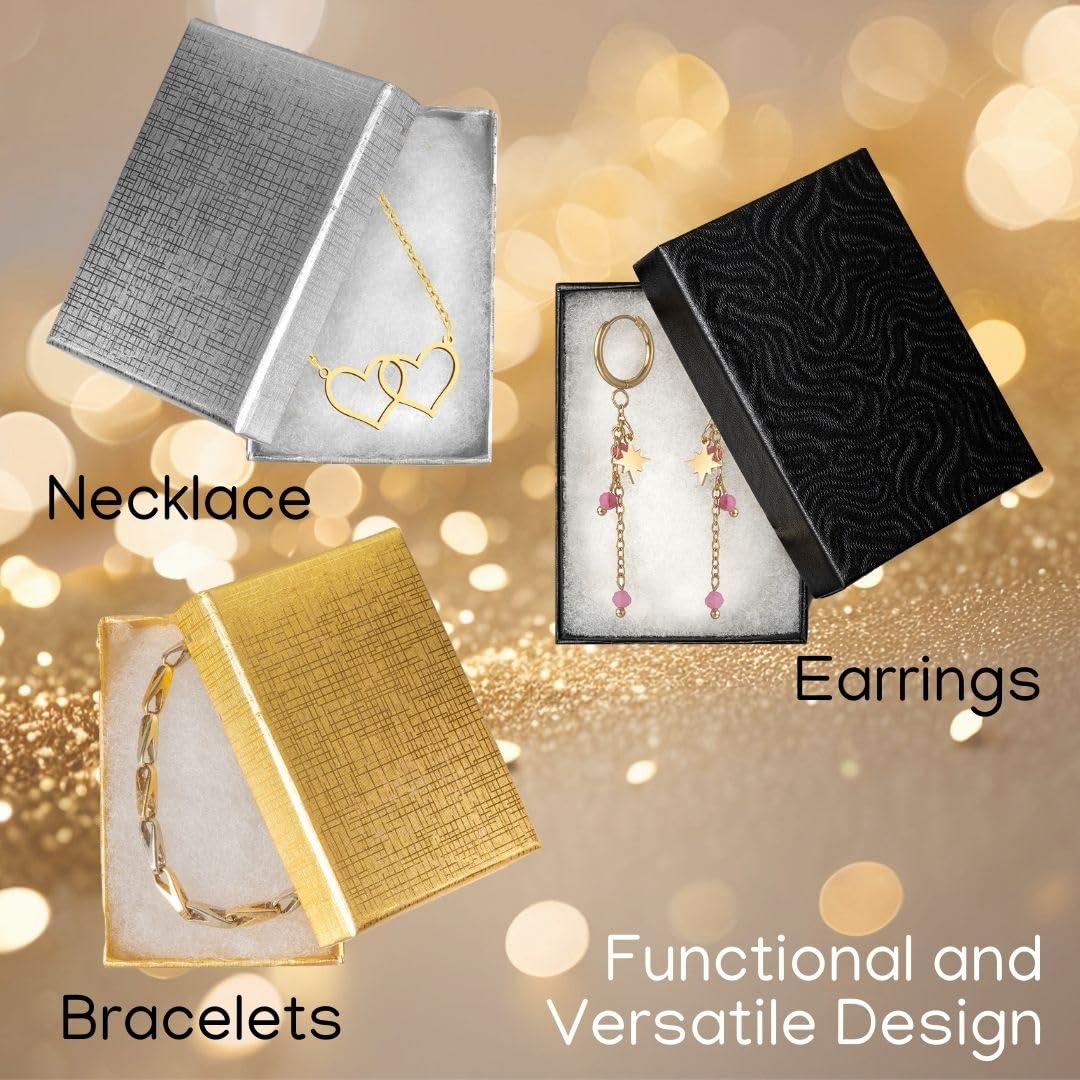 Jewelry Gift Boxes 6 Pack 3.1x2.25x1 inch Cardboard Jewelry Box, Cotton Filled Small Jewelry Gifts Boxes With Lids | For Earring, Bracelet, Necklace, Rings, Gift Boxes For Presents White