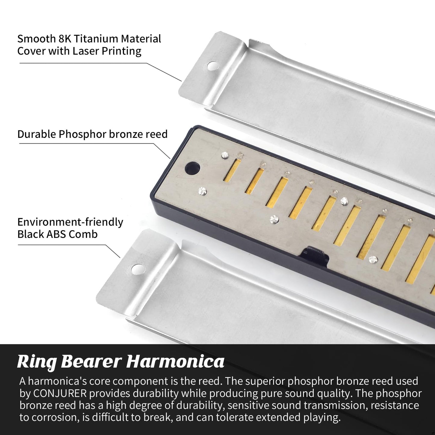 Ring Bearer Gifts Harmonica Ring Custom Engraved Black Harmonica C Key 10 Hole For Wedding Gifts Kids