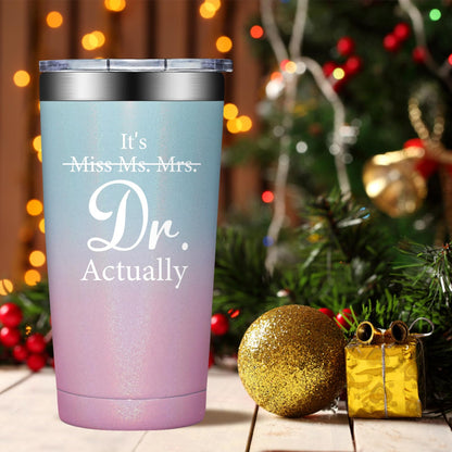 Grifarny Doctors Day Gifts - Ph.D. Gifts for Women - Ph.D. Graduation Gift for Her - Graduate Gift for Phd, Medical School Students, Doctors, Physician MD - It's Miss Ms Mrs Dr Actually Tumbler