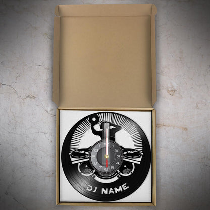 12 Inch Personalized Dj Name Clock, Custom Dj Music Vinyl Record Wall Clock Silent Non-Ticking Battery Operated Clock Wall Watch Gifts for Dj Man Cave Bedroom Music Room Studio