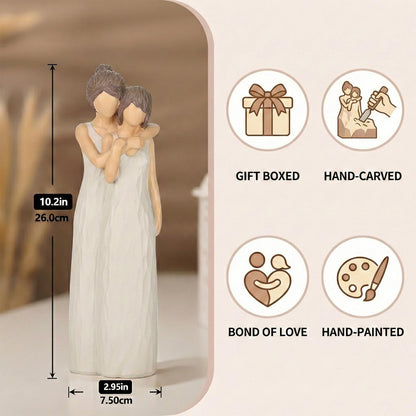 LCCCK Mother Daughter Figurines Give Mom Gifts, Mother Daughter Hugging Figurines Bride Gifts, Meaningful Sentimental Gift for Mom, Mother's Day Grandma Birthday Gift Sculpted (Cream, 10.2in)