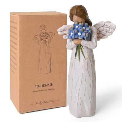 Forget Me Not Guardian Angel Figurines, Sympathy Gifts for Loss of Loved One, Miscarriage Gifts for Mothers, Sculpted Hand-Painted Statue for Home Decor Ornament
