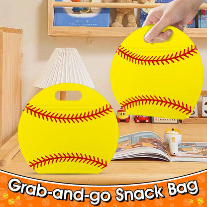 24pcs Softball Goodie Bags with Handles Reusable Sealed Snack Bags, Stand-up Bottom Treat Bags for Softball Coach Sport Team Men Women and Softball Mom, Party Favor Birthday Gifts Candy Bags Supplies