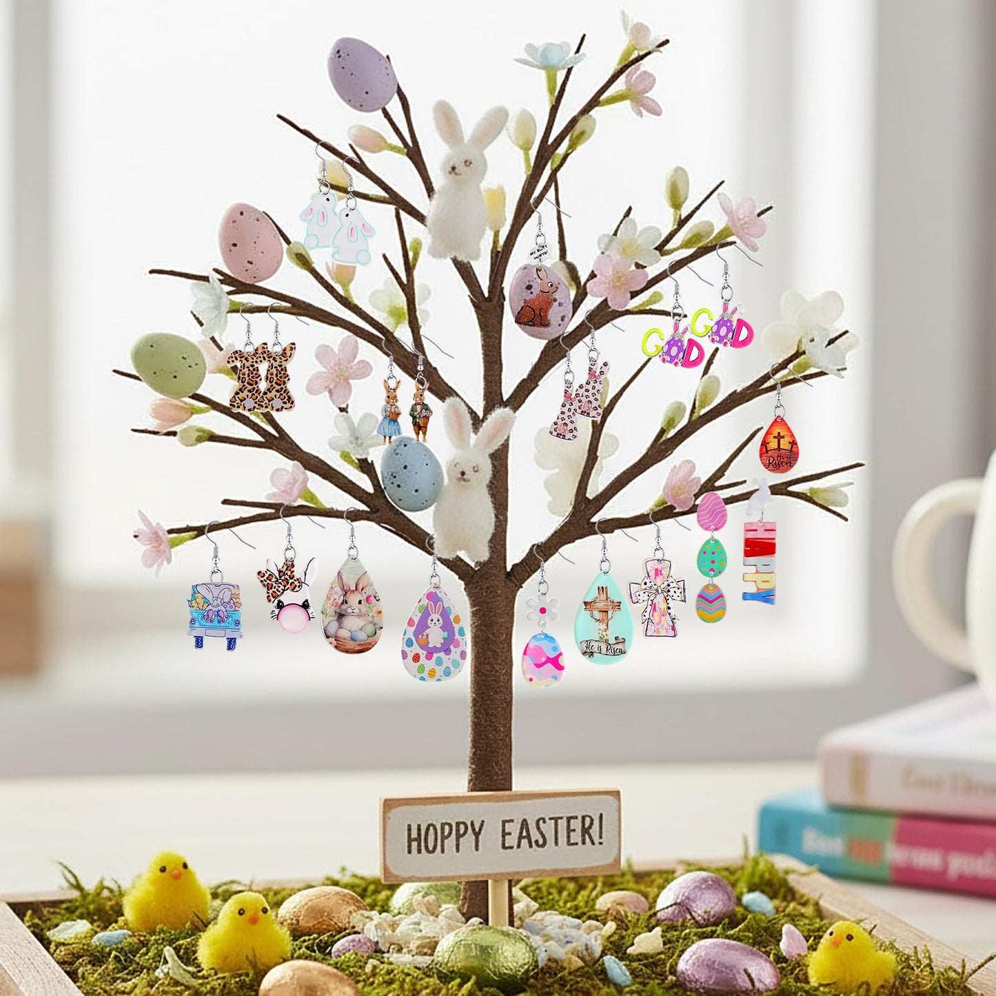 Nosiny 36 Pairs Easter Earrings for Women Bulk Colorful Easter Bunny Dangle Earrings Cute Spring Rabbit Carrot Egg Shaped Jewelry Holiday Gift