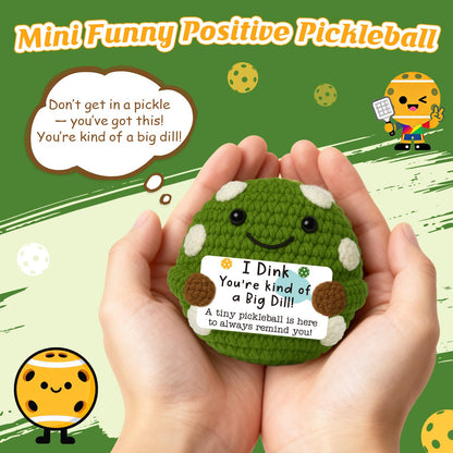 Positive Crochet Pickleball Gifts for Women Men - Inspirational Support Gift for Friends Coach Team Coworker Teenage Boss, Handmade Crochet Pickleball - Funny Pickle Gift for Her Him