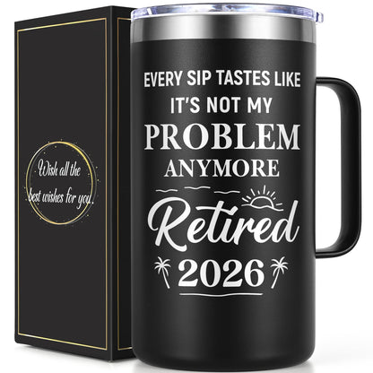 Qtencas Retirement Gifts for Men, Every Sip Tastes Like It's Not My Problem Anymore 20oz Insulated Coffee Mug, Goodbye Gift, Farewell Gifts for Men Friends Coworkers Dad Grandpa