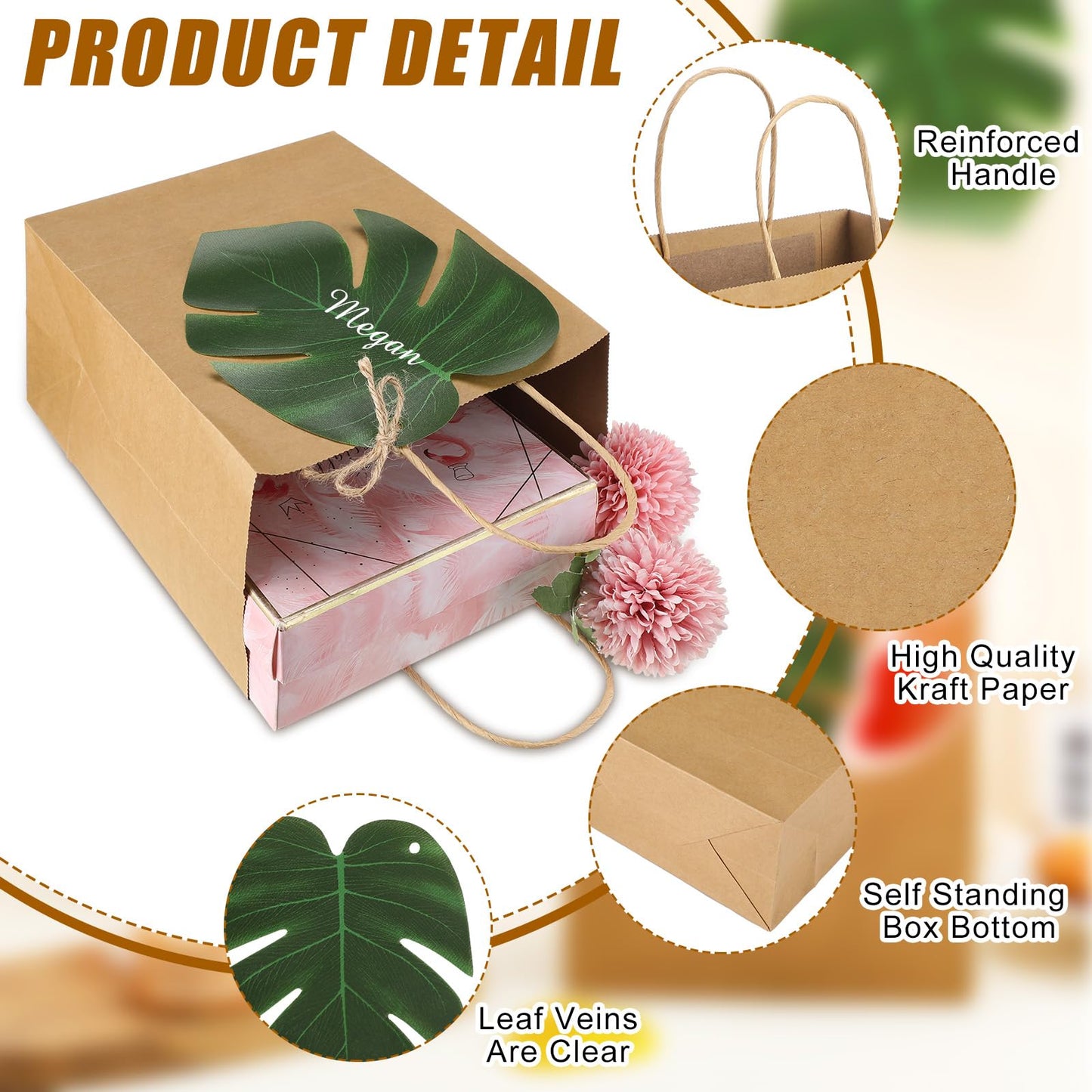 Dinifee 24 Set Hawaiian Aloha Gift Bags Bulk Tropical Luau Bachelorette Goodie Bags with Palm Leaves Monstera Kraft Paper Bridesmaids Beach Party Favors for Summer Hawaiian Wedding