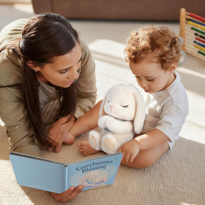 Baptism Gifts for Boys, Catholic Christening, Baby Dedication & Baptismal Gift Set for Baby Boys & Kids, with 9" Musical Praying Bunny Plush Toy & Everybunnies' Blessing Book in Keepsake Box