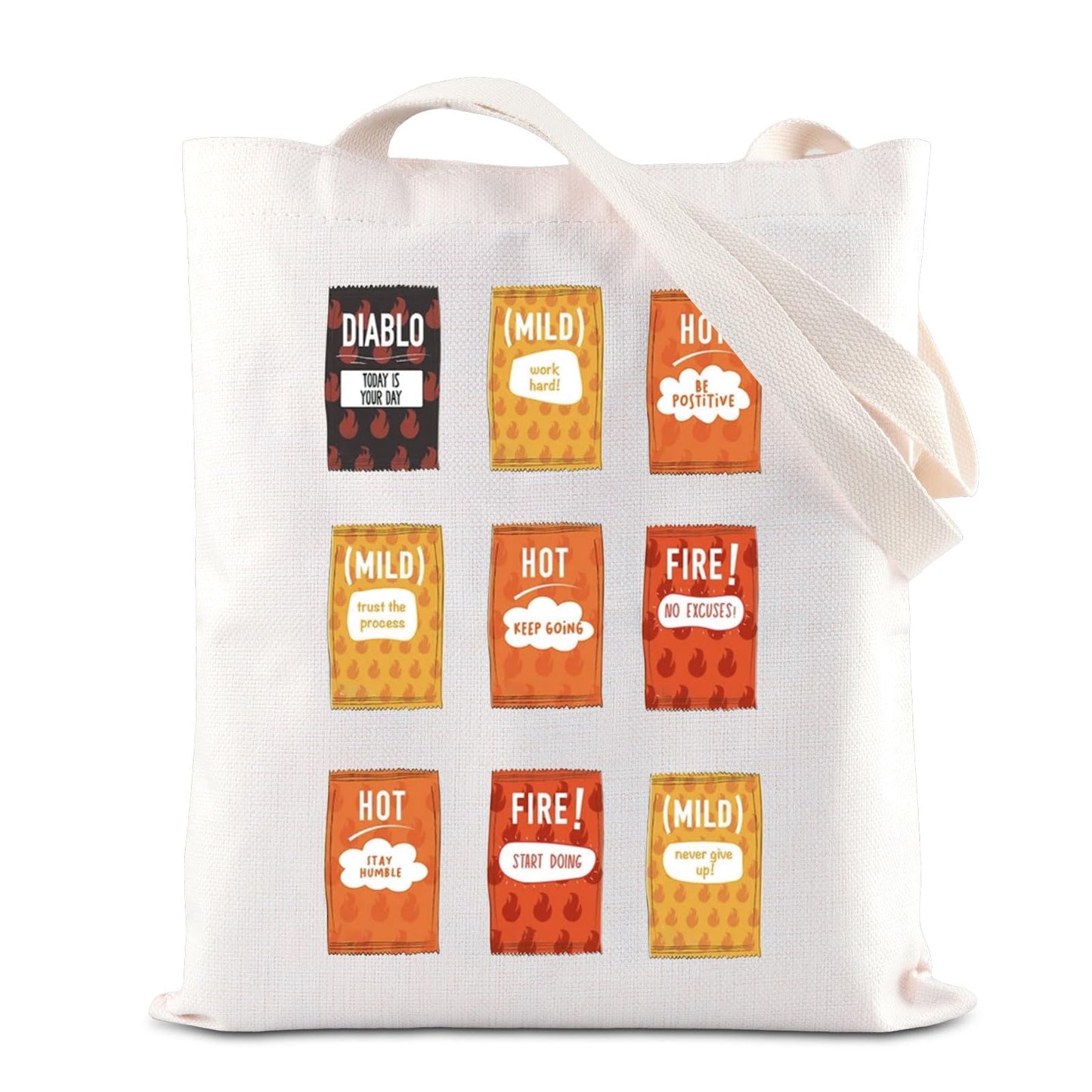 KUIYAI Taco Sauce Inspired Tote Bag Hot Sauce Lovers Canvas Bag Taco Sauce Packets Theme Mexican Foodie Gift Taco Seasoning Mix Gift (TacoSauceToteS)
