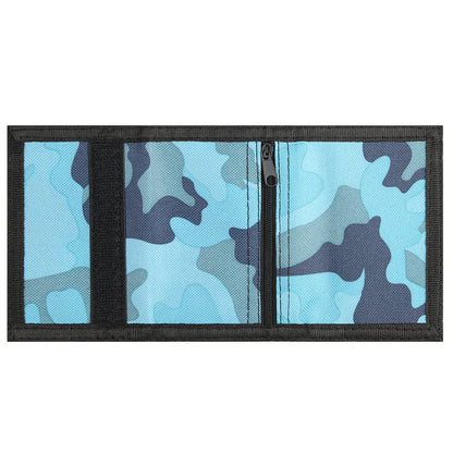 Kids Boys RFID Wallet with Magic Sticker, Teen Camo Nylon Wallet for Christmas/Birthday Gift Ideas (Camo Blue)