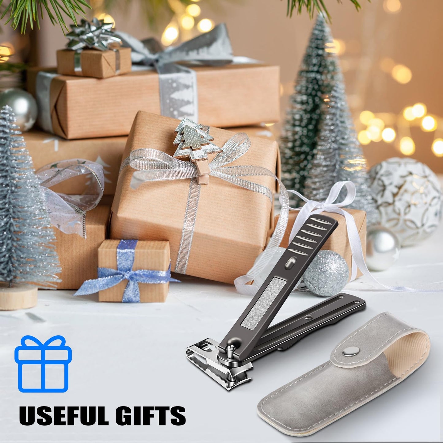 Senior Rotating Nail Clippers for Thick Toenails, Large Fingernail Clippers for Seniors - Ideal Christmas Stocking Stuffers Gifts for Grandma Grandpa (Light Black)