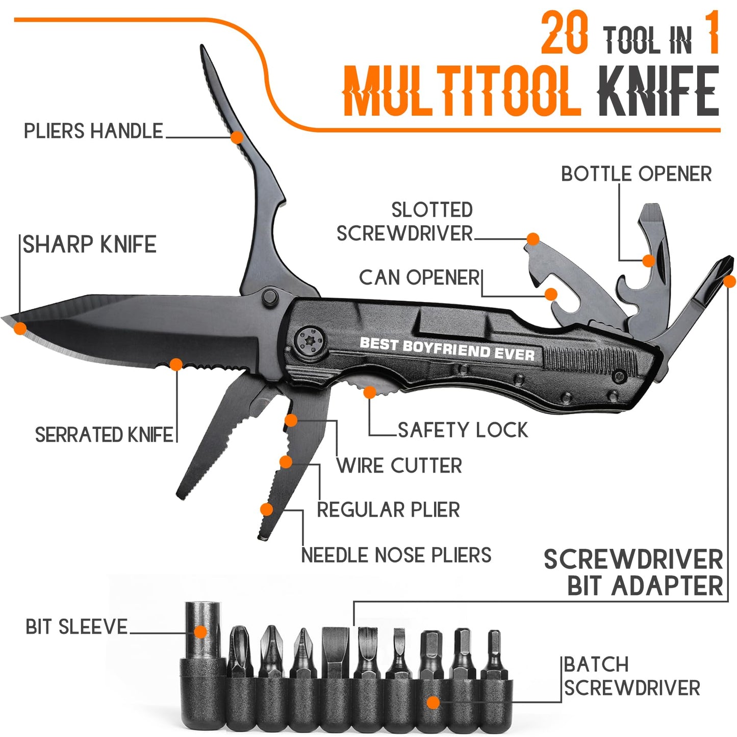 Gifts for Boyfriend, Multitool Knife"BEST BOYFRIEND EVER", Birthday Gifts for Boyfriend - Best Boyfriend Ever Gifts, Boyfriend Christmas Gift, Valentines Day Gifts for Boyfriend, Camping Gifts
