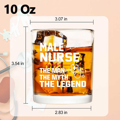 Futtumy 10Oz Male Nurse Whisky Glasses, Nurses Week Gifts for Men Male, Nurse Practitioner Nursing Student Gifts for Practitioner Graduate