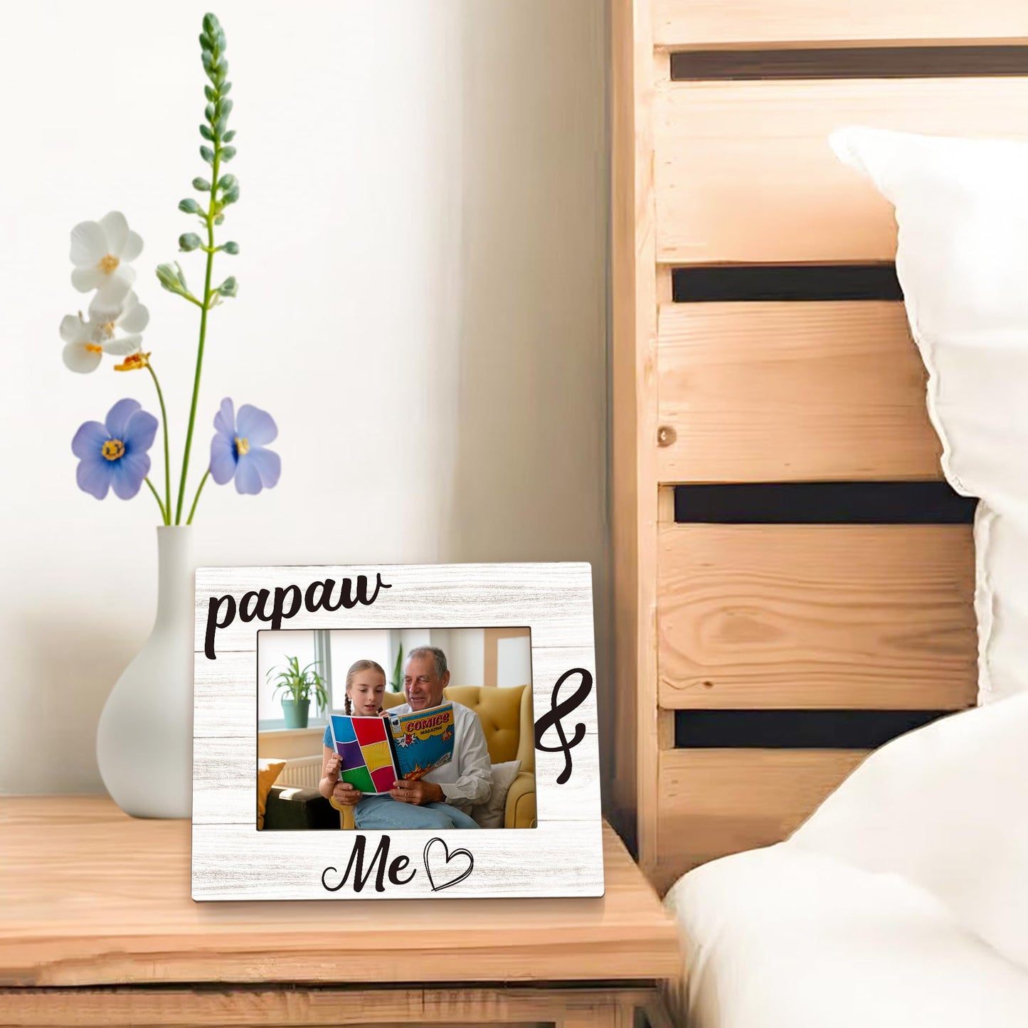Papaw Gifts Picture Frame 5x7, Papaws Grandpa Photo Frame, Christmas Birthday Gifts for Papaws Grandpa from Grandkids, Papaw and Me Wooden Picture Photo Frames for Desk Home Room Decor