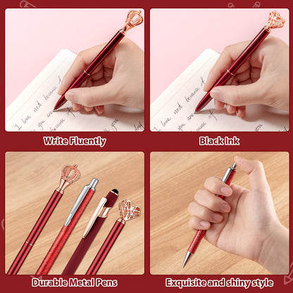 BESARME 4 Pcs Red Pens for Women, Red Gifts for Girls Personalized Bridal Shower Gifts for Women Cute Pen for School Office Supplies