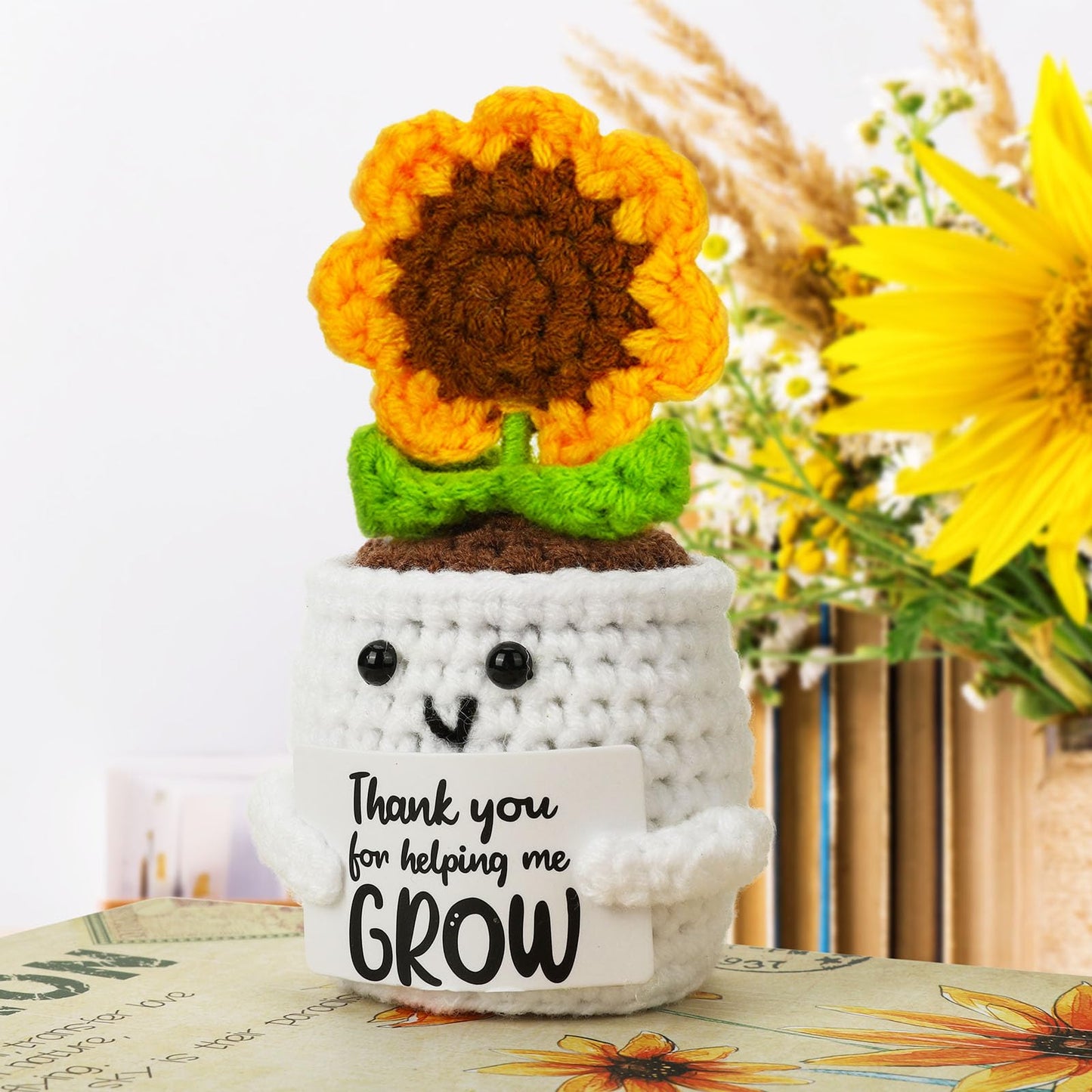 MBL Teacher Appreciation Gifts for Women - Thank You Sunflower Crochet Flower Teacher’s Day Retirement Inspirational Graduation Gift for Teachers Boss Lady Assistant Principal Coworker Supervisor