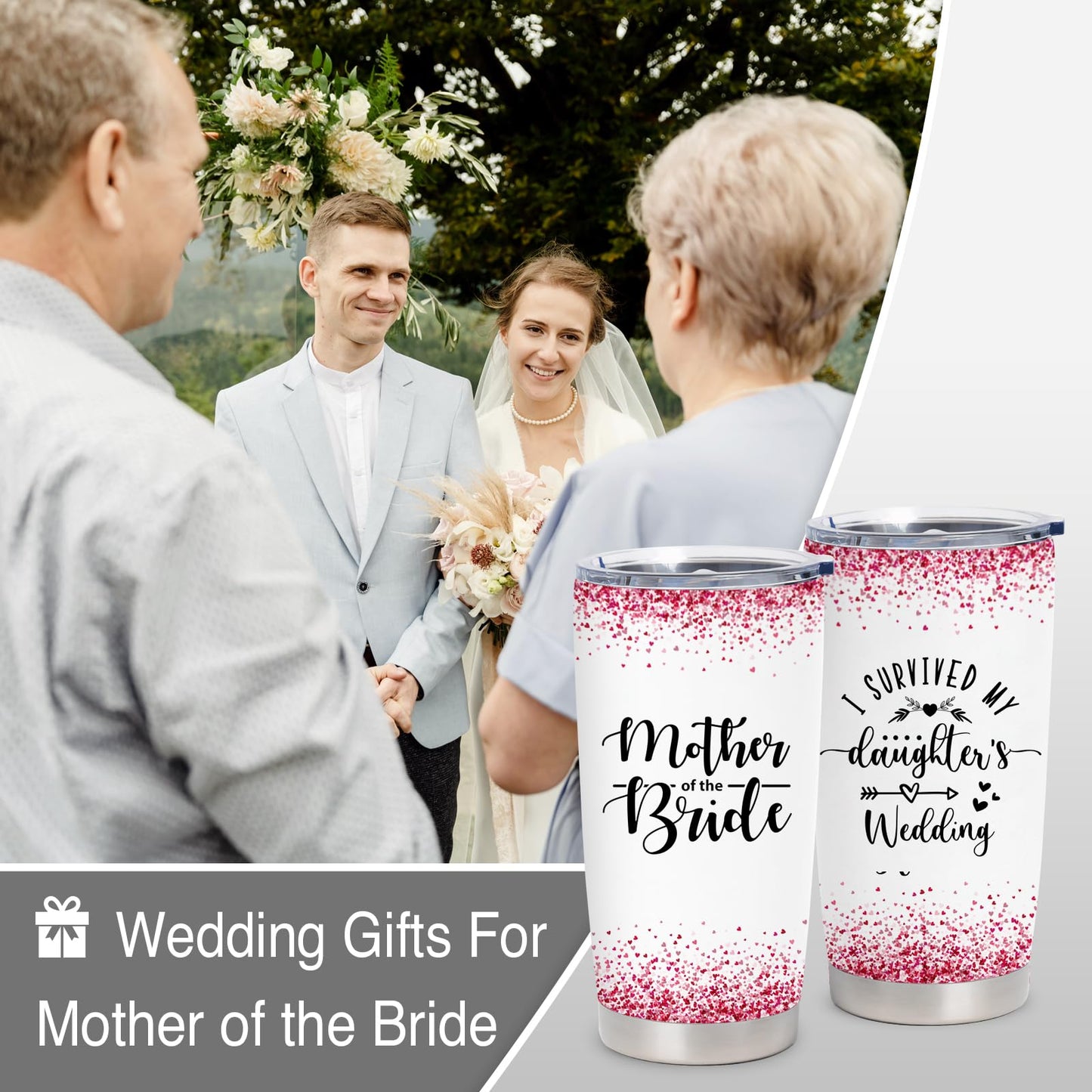 Mother of The Bride Gifts - Wedding Gifts for Bride's Mother From Daughter - Bridal Shower Gift for Mother of The Bride - Engagement Gift for Bride's Mom, 20 oz Insulation Stainless Steel Tumbler