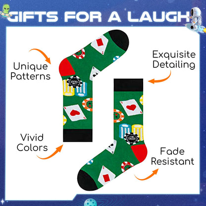 HAPPYPOP Funny Socks for Men - American Flag Optometry Golf Bowling Medical Teeth Gifts