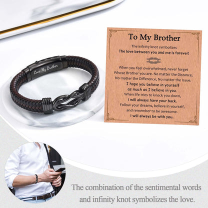 EFVISD Infinity Leather Bracelet for Men Him Boys, Engraved Love You Son Grandson Nephew Brother Dad Husband Uncle Christmas Valentines Fathers Birthday Easter Graduation Gifts