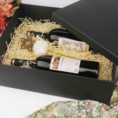 YINUOYOUJIA Large Gift Box 16.5x13x5.5 inches,Black Gift Boxes with Lids for Presents,Birthday,Valentine's Day,Mother's Day,Christmas,Anniversary