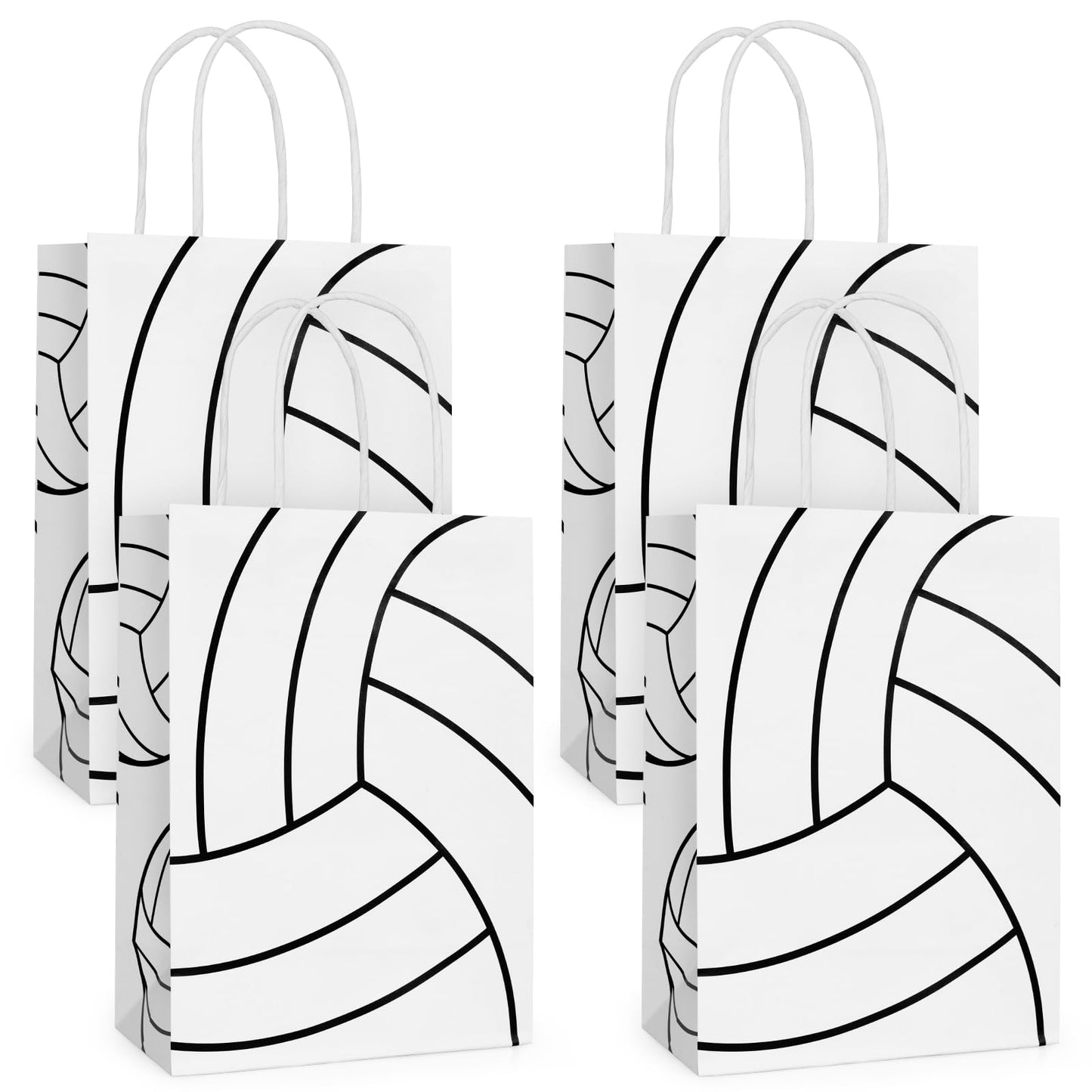 Lemicin 12 Pack Volleyball Goodie Bags Volleyball Gift Favors Paper Bags with Handle Treat Party Favors Bag Snack Candy Treat Holders Kraft Paper Bag for Birthday Party Supplies Decorations