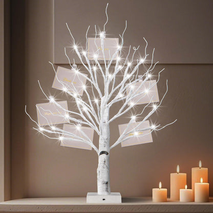BDUSXYZ Money Tree Gift Holder - 36 LED Lighted Display Tree with Clips Lighted Tabletop Decoration Gift Card Tree (White)