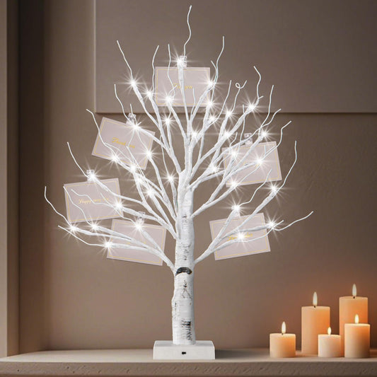 BDUSXYZ Money Tree Gift Holder - 36 LED Lighted Display Tree with Clips Lighted Tabletop Decoration Gift Card Tree (White)