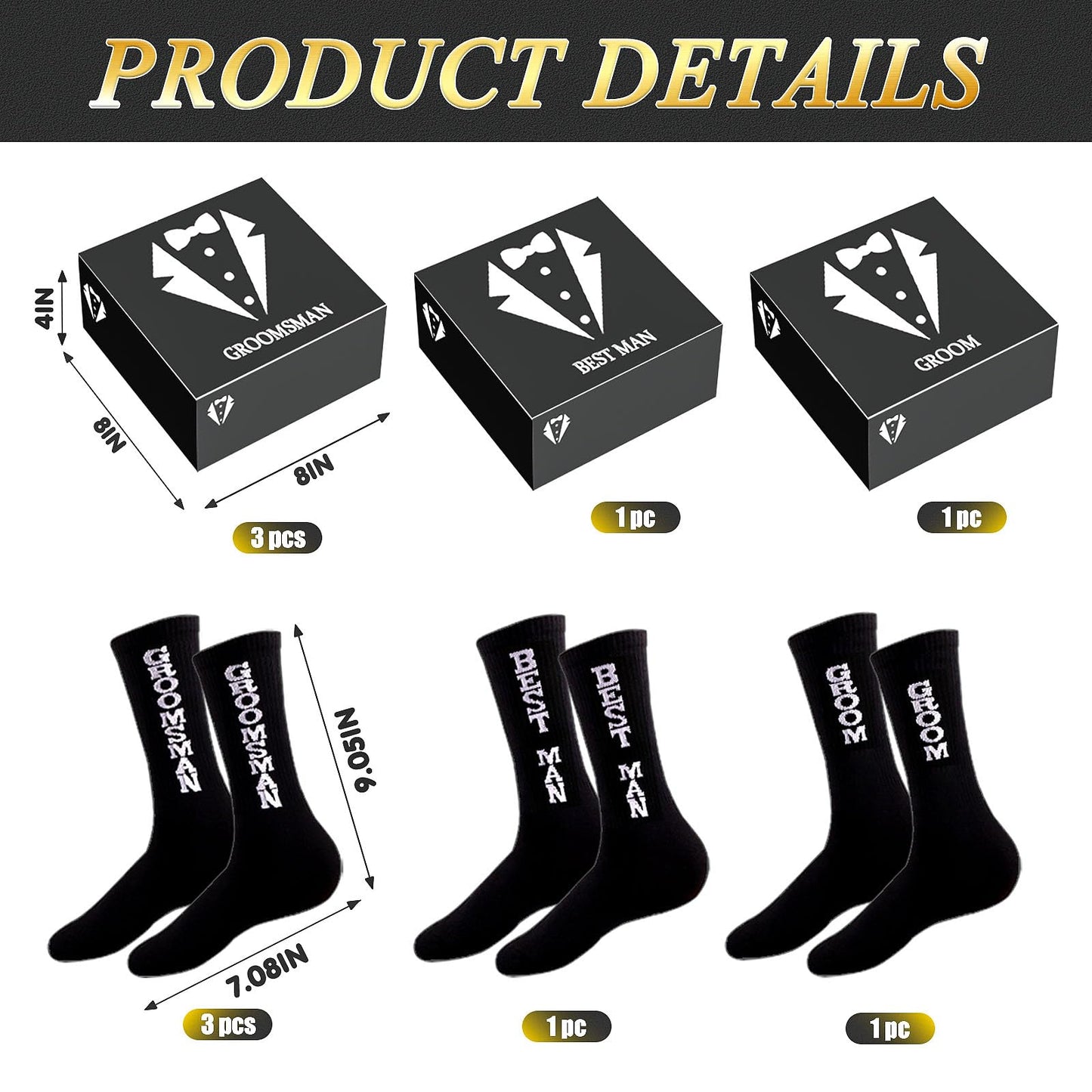 Groomsmens Gifts Set of 5,Groom Best Man Groomsmen Proposal Gifts,2oz Shot Glass,Black Sunglasses,Oxford Bags,Bottle Openers,Black Proposal Boxes,Socks,Wedding Bachelor Party for Groom