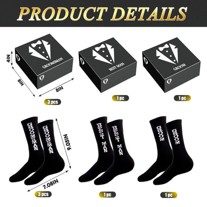 Groomsmens Gifts Set of 5,Groom Best Man Groomsmen Proposal Gifts,2oz Shot Glass,Black Sunglasses,Oxford Bags,Bottle Openers,Black Proposal Boxes,Socks,Wedding Bachelor Party for Groom