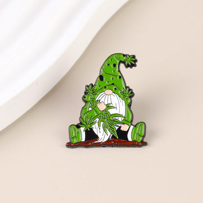 Stoner Gnome Enamel Pin, Marijuana Leaf Pin Brooch, 420 Friendly Gift For Weed Lover Cannabis Smoker, Stoner Life Lapel Badge, Pot Humor Brooches, Weed Garden Gnome Meme Accessories
