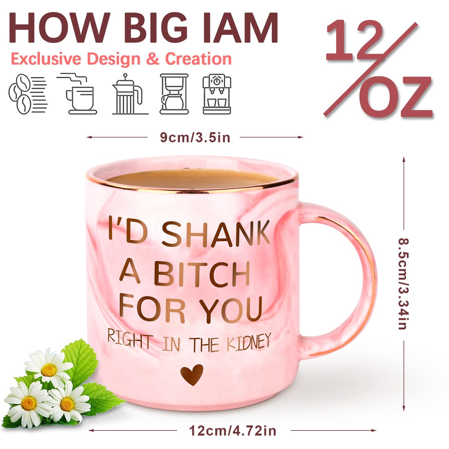 Birthday Gifts for Women - 12oz Funny Coffee Mug for Best Friend Girlfriend Besties BFF Teen Girls Sister Gifts from Sister Valentines Galentines Christmas Mothers Day Presents for Mom Grandma Aunt