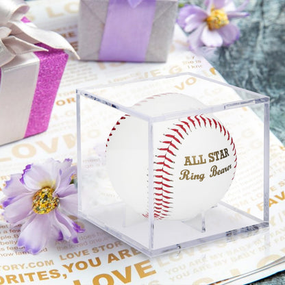 WANGDEFA Ring Bearer Baseball with Display Case - All Star Wedding Gift - Will You Be My Ring Bearer?