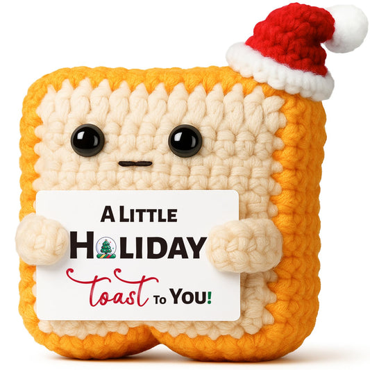 Christmas for Women, Men, Best Friend–Unique Xmas Secret Santa Decor Idea–Crochet Toast Ornament Stocking Stuffers Gift for Her Him Coworker