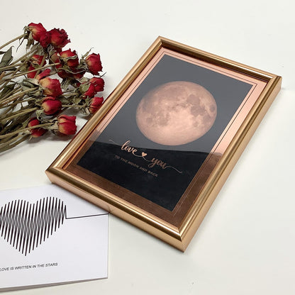 IGREAN I Love You to the Moon and Back - Bronze Moon Print in Frame, Great Gift for Special Occasion, Engagement, Wedding, Anniversary, Mother 's Day Gift