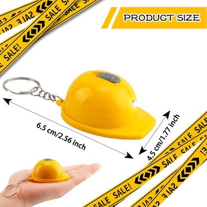 48 Pcs Construction Helmet Keychain Yellow Hard Hat Safety Hat Keychain for Architecture Themed Party Supplies Father's Day Birthday Gifts