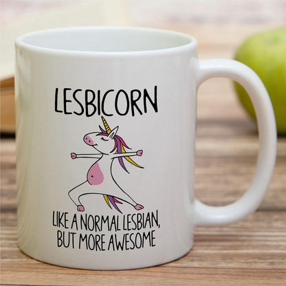 Retreez Funny Lesbian Mug Gift Awesome Lesbicorn Unicorn LGBT LGBTQ Equality Pride 11 Oz Ceramic Coffee Mugs - Sarcastic Motivational Inspirational birthday gifts for bestie her friend coworker sister