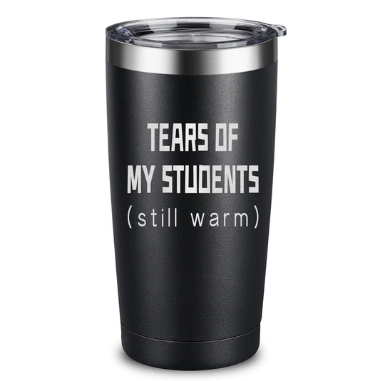 ARIABLE Tears of Students Coffee Mug - Funny Gifts for Teacher - 20 Ounce Engraved Stainless Steel Insulated Tumbler, Black