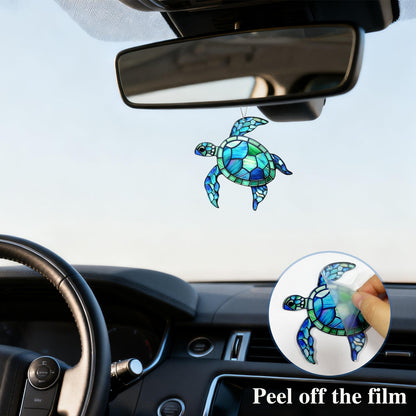 Sea Turtle Acrylic Suncatcher Ornament with Story Card,Sea Turtle Gifts Card for Friends, Beach Ornaments Valentine Birthday Graduation Gift for Friendship Women (Blue)