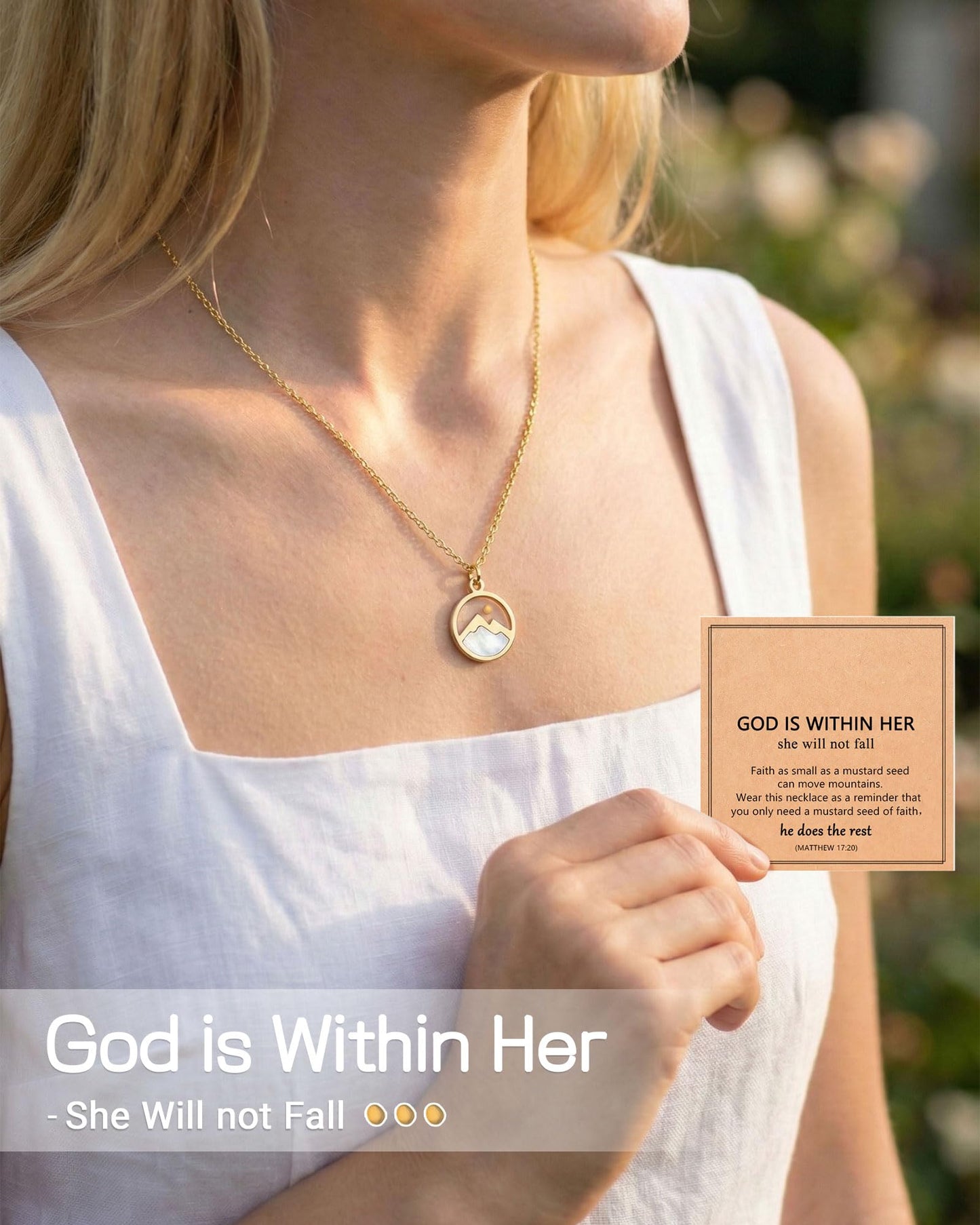Eryuor Silver/Gold Moving Mountains Mustard Seed Faith Necklace, Inspirational Christian Gifts for Teen Girls & Women
