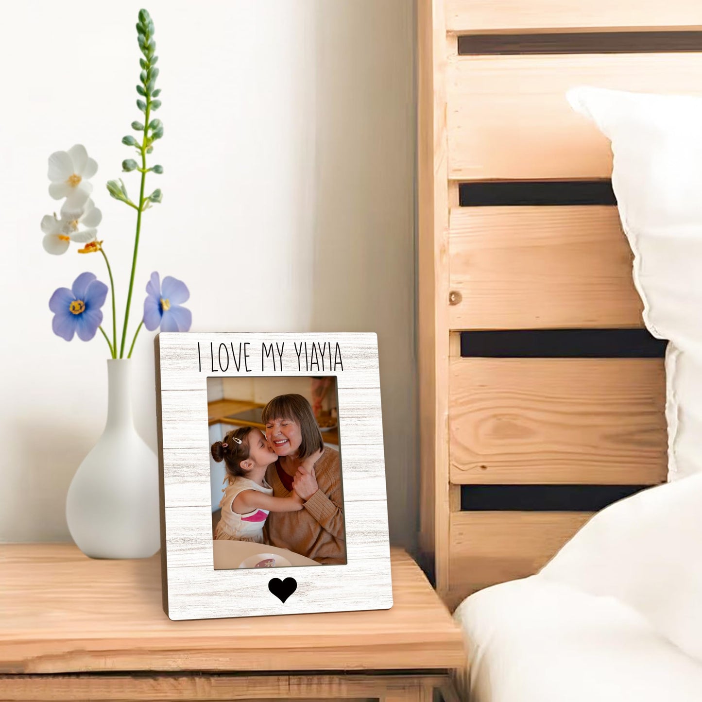 Yiayia Gifts Picture Frame 5x7, Yiayias Photo Frame, Christmas Mothers Day Birthday Gifts for Yiayias from Grandkids, I Love My Yiayia Wooden Picture Photo Frames for Desk Home Room Decor