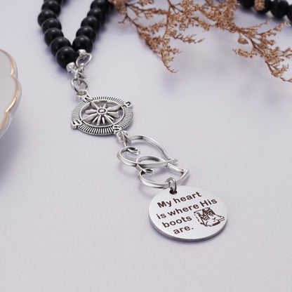 My Heart is Where His Boots are Car Charm, Military Wife Gift, Soldier Boots Rear View Mirror Charm, Soldier Wife Gift, Soldier Mom Gift, Deployment Gift, Soldier Girlfriend Gift