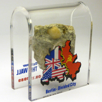 Original Piece of the Berlin Wall - Authentic Souvenir from the Real Wall in Germany Mounted in Acrylic Display (Small (2"X2"), Divided City)