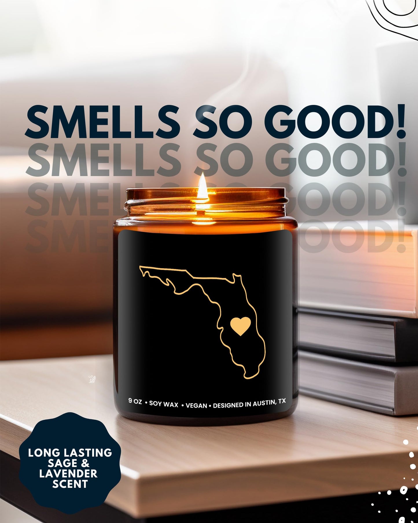 Florida Candle, Unique Florida Themed Gifts for Men and Women, Best State Souvenir Gifts for Moving Away, Thoughtful Home Sick Presents, Ideal for Birthday, Christmas, Graduation, Gift Ready