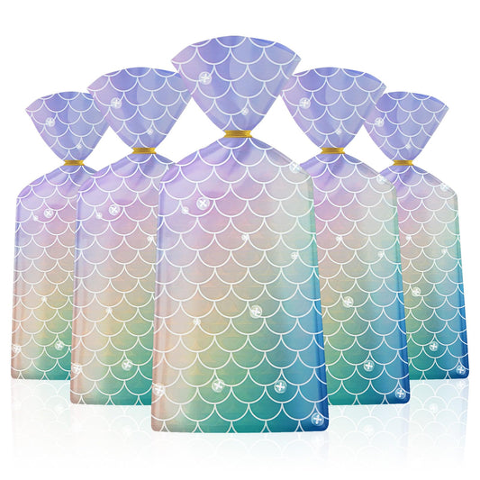 50 Pack Mermaid Goodie Bags - Ocean Mermaids Party Favor Bags, Little Mermaid Cello Cellophane Gift Candy Treat Bag with 50Pcs Twist Ties for Kids Girls Mermaids Themed Birthday Party Supplies Favors