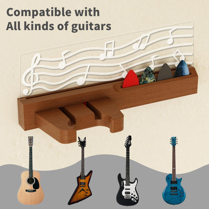 CoolGift Mart Guitar Wall Mount Stand with LED Lights - Solid Wood & Acrylic USB-Powered Guitar Accessories - Gift for Men, Guitar Players, Music Lovers (for Acoustic, Electric Bass, Ukulele)