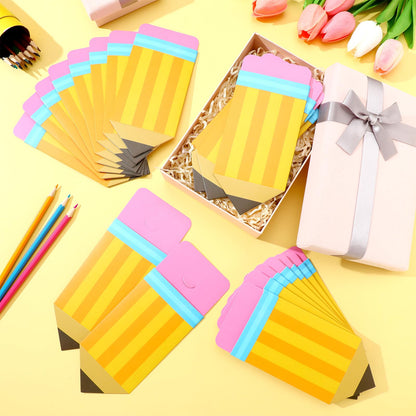 Hillban 24 Pcs Pencil Gift Card Holder End of Year Teacher Gift Coffee Money Sleeves Teacher Thank You Greeting Cards Bulk Graduation Party Back to School Cash Holder for First Day of School