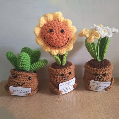 Birthday Gifts for Women Mini Positive Tulip Emotional Support CrochetPerfect as Christmas/Retirement/Thank-You Gifts for Female Colleagues Bosses Teachers & Friends (Smiling Sunflower)