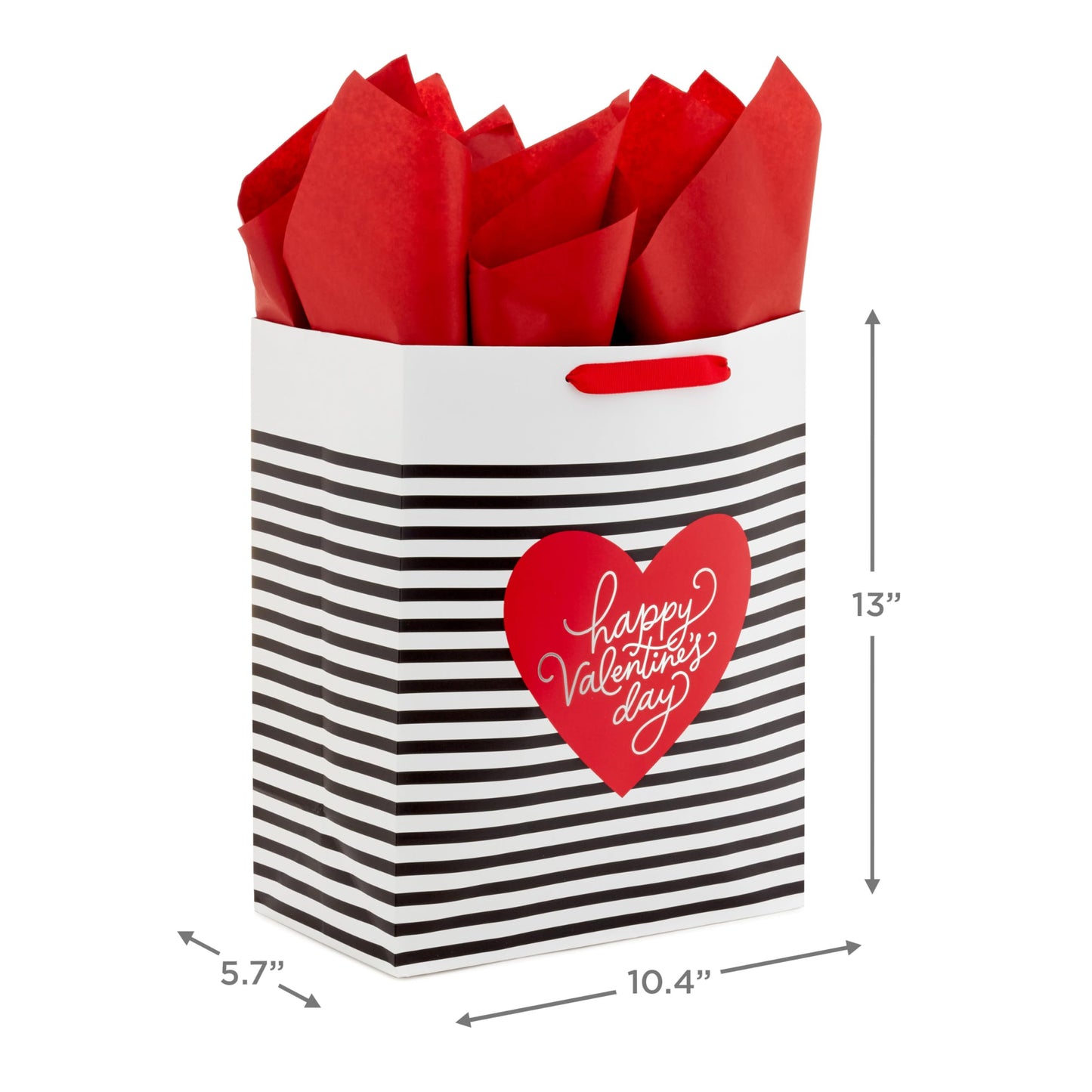 Hallmark 13" Large Valentine's Day Gift Bags With Tissue Paper (Stripes and Red Truck 2-Pack)